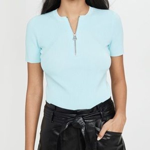 Helmut Lang Essential Zip Tee in Foam - Picture 2 of 4